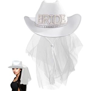 Pesoncarl Chapeau de cow-girl blanc avec voile, chapeau de mariée, costume de mariage, chapeau de cowboy pour femmes, chapeau de mariage à large bord pour enterrement de vie de jeune fille, chapeaux de cowboy - Publicité Pesoncarl Chapeau de cow-girl blanc avec voile, chapeau de mariée, costume de mariage, chapeau de cowboy pour femmes, chapeau de mariage à large bord pour enterrement de vie de jeune fille, chapeaux de cowboy - Publicité