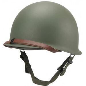 AmpsafeX M1 Casque tactique classique en acier avec mentonnière en cuir Vert Style militaire pour cosplay, reconstitution et protection extérieure - Publicité AmpsafeX M1 Casque tactique classique en acier avec mentonnière en cuir Vert Style militaire pour cosplay, reconstitution et protection extérieure - Publicité