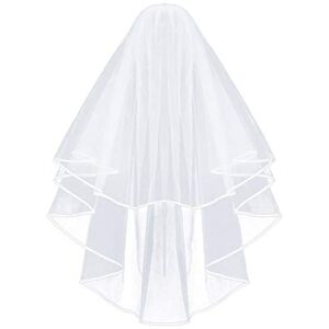 nuluxi Voile de Mariage Courte 2 Couches avec Peigne Voile de Mariée Brodé de Ruban Vintage Niveaux Cathédrale de Mariage Blanc Tulle pour Déguisements de Soirées Fête Reprises de Banquet - Publicité nuluxi Voile de Mariage Courte 2 Couches avec Peigne Voile de Mariée Brodé de Ruban Vintage Niveaux Cathédrale de Mariage Blanc Tulle pour Déguisements de Soirées Fête Reprises de Banquet - Publicité
