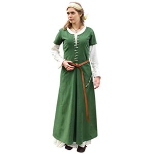 Battle-Merchant Robe médiévale cotehardie Ava femme manches courtes/encolure à lacets/coton style viking/pour jeux de rôle grandeur nature/déguisement vert S - Publicité Battle-Merchant Robe médiévale cotehardie Ava femme manches courtes/encolure à lacets/coton style viking/pour jeux de rôle grandeur nature/déguisement vert S - Publicité