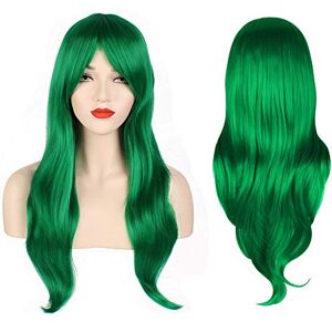 OKVGO Perruque pour femme 70 cm Cheveux longs et ondulés naturels Pour cosplay, fête et Halloween Vert - Publicité