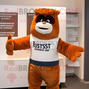 REDBROKOLY Costume de mascotte Rust Attorney habillé avec t-shirt et moufles - Publicité