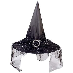 Deerul Chapeau de sorcière pour Halloween, chapeau de sorcière avec voile, accessoires de sorcière, chapeaux magiciens - Publicité Deerul Chapeau de sorcière pour Halloween, chapeau de sorcière avec voile, accessoires de sorcière, chapeaux magiciens - Publicité