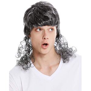 WIG ME UP 60893-P68 Perruque Dame Homme Carnaval bouclée Coupe mulet beauf Chanteur de variété Star de Film Noir Gris - Publicité WIG ME UP 60893-P68 Perruque Dame Homme Carnaval bouclée Coupe mulet beauf Chanteur de variété Star de Film Noir Gris - Publicité