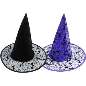 Hooin Chapeau de sorcière d'Halloween Chapeaux de fête de sorcière/sorcier en toile d'araignée d'Halloween. Lot de 2 (noir et violet) - Publicité Hooin Chapeau de sorcière d'Halloween Chapeaux de fête de sorcière/sorcier en toile d'araignée d'Halloween. Lot de 2 (noir et violet) - Publicité