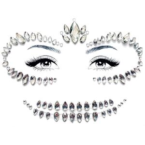 Starlife Bijoux Jour des morts, crâne en sucre, autocollants pour le visage, bijoux de visage d'Halloween, tatouage, festival, maquillage pour homme et femme (1 pièce, transparent D) - Publicité Starlife Bijoux Jour des morts, crâne en sucre, autocollants pour le visage, bijoux de visage d'Halloween, tatouage, festival, maquillage pour homme et femme (1 pièce, transparent D) - Publicité