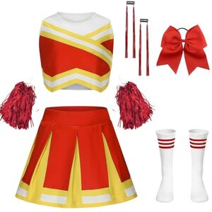 yecwkaz Deguisement Pompom Girl Enfant Pompom Girl Fille Uniforme avec Nœud Pompoms et Perruques Deguisement Cheerleader Short Sous La Jupe pour Carnaval Halloween Mascarade,Red 140cm - Publicité yecwkaz Deguisement Pompom Girl Enfant Pompom Girl Fille Uniforme avec Nœud Pompoms et Perruques Deguisement Cheerleader Short Sous La Jupe pour Carnaval Halloween Mascarade,Red 140cm - Publicité