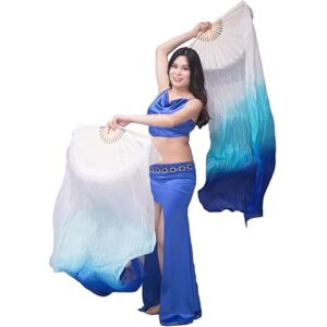 Nimiman 1 paire de voiles de danse orientale chinoise en soie véritable de 1,8 m, faits à la main, blanc/bleu turquoise, Blanc/bleu turquoise, 180*90 cm - Publicité Nimiman 1 paire de voiles de danse orientale chinoise en soie véritable de 1,8 m, faits à la main, blanc/bleu turquoise, Blanc/bleu turquoise, 180*90 cm - Publicité