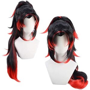 GZIRUE Perruque Kokushibou Cosplay Wig Perruque Noir Rouge Longue Anime Costume with Wig Cap - Publicité