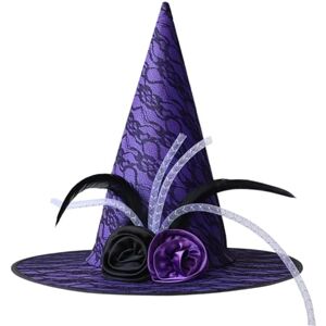sodeber Chapeau de sorcière cool avec voile et fleur en dentelle pour femmes, hommes, adolescents, fête d'Halloween, cosplay - Publicité sodeber Chapeau de sorcière cool avec voile et fleur en dentelle pour femmes, hommes, adolescents, fête d'Halloween, cosplay - Publicité