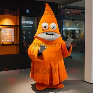 REDBROKOLY Costume de mascotte de magicien orange habillé avec un sweat-shirt et des moufles - Publicité