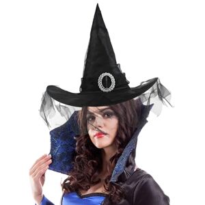 Hooin Chapeau de sorcière/sorcier d’Halloween avec voile. Chapeau de fête classique pour costume de sorcière. (Noir) - Publicité Hooin Chapeau de sorcière/sorcier d’Halloween avec voile. Chapeau de fête classique pour costume de sorcière. (Noir) - Publicité