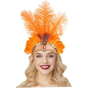 Latemeia Coiffe de Showgirl, casque de plumes vibrantes Showgirl pour costume carnaval, représentations sur scène et tenues fête hawaïennes Orange, utilisé à la maison - Publicité Latemeia Coiffe de Showgirl, casque de plumes vibrantes Showgirl pour costume carnaval, représentations sur scène et tenues fête hawaïennes Orange, utilisé à la maison - Publicité