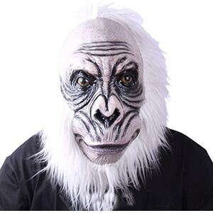 Morain Casque de singe en latex avec poils blancs pour Halloween Halloween - Publicité Morain Casque de singe en latex avec poils blancs pour Halloween Halloween - Publicité