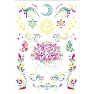 P'tit Clown P’TIT CLOWN 23872 Tatouages Ephemeres UV Tatouage Fluo Réaction à la Lumière Noire UV Néon Application et Retrait Facile Pour Compléter Maquillage Déguisement Carnaval, Halloween, Cosplay - Publicité P'tit Clown P’TIT CLOWN 23872 Tatouages Ephemeres UV Tatouage Fluo Réaction à la Lumière Noire UV Néon Application et Retrait Facile Pour Compléter Maquillage Déguisement Carnaval, Halloween, Cosplay - Publicité