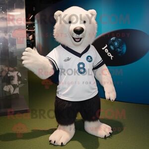 REDBROKOLY Costume de mascotte d'ours paresseux blanc habillé avec un maillot de rugby et des lacets de chaussures - Publicité
