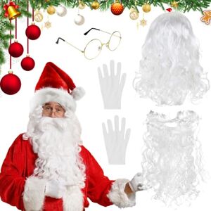 LPAMABA Lot de 4 perruques et barbe de Père Noël moustache avec lunettes et gants, pour adultes - Publicité LPAMABA Lot de 4 perruques et barbe de Père Noël moustache avec lunettes et gants, pour adultes - Publicité