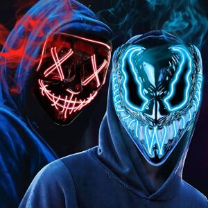 OUILA LED Masque d'Halloween, Lot de 2 masques néon, avec 3 modes d'éclairage, pour hommes, femmes, cosplay, carnaval, mascarade- (Rouge & Bleu Maléfique) - Publicité OUILA LED Masque d'Halloween, Lot de 2 masques néon, avec 3 modes d'éclairage, pour hommes, femmes, cosplay, carnaval, mascarade- (Rouge & Bleu Maléfique) - Publicité