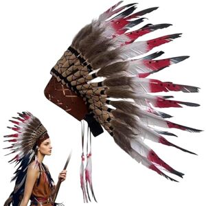 AZIDWERYQ Coiffure indienne plumes casque indien amérindien Cosplay Costumes d'Halloween pour hommes femmes, rouge - Publicité AZIDWERYQ Coiffure indienne plumes casque indien amérindien Cosplay Costumes d'Halloween pour hommes femmes, rouge - Publicité