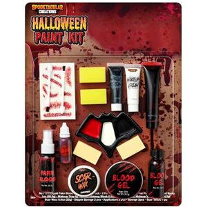 Spooktacular Creations 16 Pcs Halloween Kit de Maquillage Visage Corps Peinture avec Liquid Blood Gel, Faux Sang, Easy On & Easy Off Kit de Maquillage pour Cosplay Halloween Party Supplies - Publicité Spooktacular Creations 16 Pcs Halloween Kit de Maquillage Visage Corps Peinture avec Liquid Blood Gel, Faux Sang, Easy On & Easy Off Kit de Maquillage pour Cosplay Halloween Party Supplies - Publicité