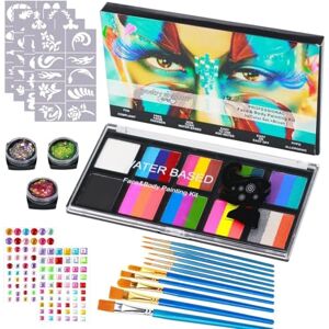 Doksvp Kit de Maquillage pour Enfants, 26 Couleurs Professionnelles avec 11 pinceaux et 40 pochoirs de Tatouage, sûr, Non Toxique et Facile à Laver, kit de Maquillage de théâtre pour Halloween, Carnaval - Publicité Doksvp Kit de Maquillage pour Enfants, 26 Couleurs Professionnelles avec 11 pinceaux et 40 pochoirs de Tatouage, sûr, Non Toxique et Facile à Laver, kit de Maquillage de théâtre pour Halloween, Carnaval - Publicité