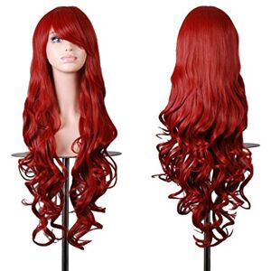 EmaxDesign 80 cm Perruque de qualité supérieure pour femmes. Longue perruque bouclée ondulée résistant à la chaleur. Mode Glamour avec bonnet et peigne de perruque inclus (Couleur: Rouge) - Publicité EmaxDesign 80 cm Perruque de qualité supérieure pour femmes. Longue perruque bouclée ondulée résistant à la chaleur. Mode Glamour avec bonnet et peigne de perruque inclus (Couleur: Rouge) - Publicité
