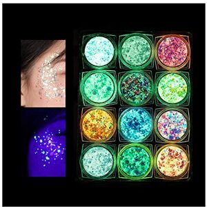 KUIRUNRX Lumineuse Paillettes Gel,12 Couleurs Maquillage Glitter,Holographique Set,Fluorescent Paillette pour Visage,Corps, Cheveux,Mascarade,Halloween,Fête, Noël - Publicité KUIRUNRX Lumineuse Paillettes Gel,12 Couleurs Maquillage Glitter,Holographique Set,Fluorescent Paillette pour Visage,Corps, Cheveux,Mascarade,Halloween,Fête, Noël - Publicité