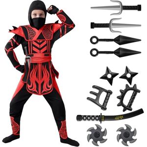 Spooktacular Creations Costume de Ninja de Guerrier d'Halloween Rouge noir pour Garçons et Filles, Fête d'habillage d'Halloween, Jeu de Rôle Ninja, Soirées à Thème - Publicité Spooktacular Creations Costume de Ninja de Guerrier d'Halloween Rouge noir pour Garçons et Filles, Fête d'habillage d'Halloween, Jeu de Rôle Ninja, Soirées à Thème - Publicité