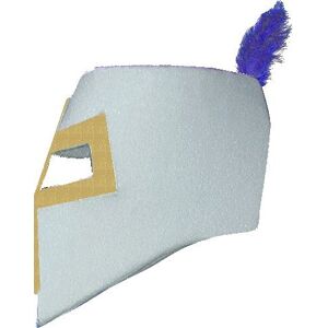 Pouce et Compagnie Casque de Chevalier avec sa plume bleue, normes jouets, en mousse recouverte de tissu gris pour jouer sans se blesser - Publicité Pouce et Compagnie Casque de Chevalier avec sa plume bleue, normes jouets, en mousse recouverte de tissu gris pour jouer sans se blesser - Publicité