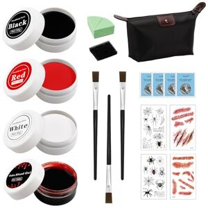 daqoupzi 19 pièce maquillage halloween pour visage,halloween maquillage joker,peinture visage vampire femme/enfant/zombie/clown,Rouge、noir et blanc makeup - Publicité daqoupzi 19 pièce maquillage halloween pour visage,halloween maquillage joker,peinture visage vampire femme/enfant/zombie/clown,Rouge、noir et blanc makeup - Publicité