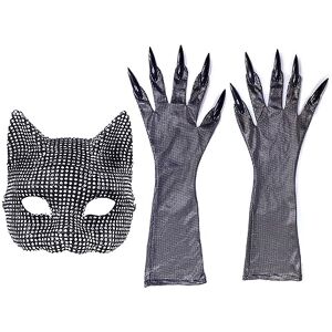 THINCAN Masque de chat en strass pour adulte Paillettes Masque facial chat fille Gants Costume de nuit Club Halloween Cosplay - Publicité THINCAN Masque de chat en strass pour adulte Paillettes Masque facial chat fille Gants Costume de nuit Club Halloween Cosplay - Publicité