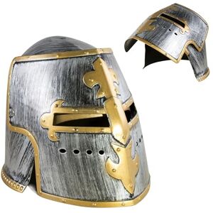 P'tit Clown 31050 Casque de Chevalier avec Visière Amovible Look Médiéval, Guerrier, Gladiateur Accessoire de Déguisement pour Carnaval, Fêtes à Thèmes, Halloween Plastique Gris et Or - Publicité P'tit Clown 31050 Casque de Chevalier avec Visière Amovible Look Médiéval, Guerrier, Gladiateur Accessoire de Déguisement pour Carnaval, Fêtes à Thèmes, Halloween Plastique Gris et Or - Publicité
