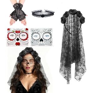 WZBBJuser Bandeau de Jour des Morts pour Femme, Jour des Morts Rose Serre-Teterose, Serre Tete Halloween Femme, Décoré de Fleurs et Voile Dentelle, pour Halloween Costume Jour des Morts (Noir) - Publicité WZBBJuser Bandeau de Jour des Morts pour Femme, Jour des Morts Rose Serre-Teterose, Serre Tete Halloween Femme, Décoré de Fleurs et Voile Dentelle, pour Halloween Costume Jour des Morts (Noir) - Publicité