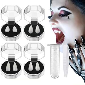 KQLHLHDYZ 4 Paires de Crocs de Vampire, 4 Tailles de Dents de Vampire pour Cosplay Halloween avec Tube d'Adhésif Solide pour le Maquillage de Fête d'Halloween, Costumes, Accessoires de Déguisement - Publicité KQLHLHDYZ 4 Paires de Crocs de Vampire, 4 Tailles de Dents de Vampire pour Cosplay Halloween avec Tube d'Adhésif Solide pour le Maquillage de Fête d'Halloween, Costumes, Accessoires de Déguisement - Publicité