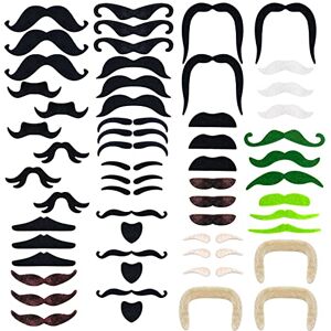 ZWZNBL Lot de 54 fausses moustaches autocollantes épaisses pour bal masqué, fête d'anniversaire, spectacle costumé - Publicité ZWZNBL Lot de 54 fausses moustaches autocollantes épaisses pour bal masqué, fête d'anniversaire, spectacle costumé - Publicité