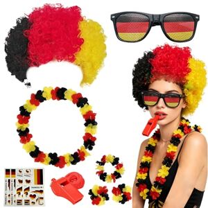 yolzhxe 7 Pièces Kit Supporter Allemagne con Perruques, des Colliers de Fleurs, des Autocollants, des Lunettes de Soleil, para Matchs de Football et à la Coupe du Monde - Publicité yolzhxe 7 Pièces Kit Supporter Allemagne con Perruques, des Colliers de Fleurs, des Autocollants, des Lunettes de Soleil, para Matchs de Football et à la Coupe du Monde - Publicité