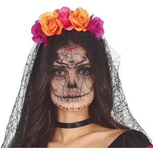FIESTAS GUIRCA Serre-tête de Fleurs de Catrina avec Voile - Publicité FIESTAS GUIRCA Serre-tête de Fleurs de Catrina avec Voile - Publicité