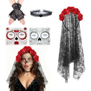 WZBBJuser Bandeau de Jour des Morts pour Femme, Jour des Morts Rose Serre-Teterose, Serre Tete Halloween Femme, Décoré de Fleurs et Voile Dentelle, pour Halloween Costume Jour des Morts (Rouge) - Publicité WZBBJuser Bandeau de Jour des Morts pour Femme, Jour des Morts Rose Serre-Teterose, Serre Tete Halloween Femme, Décoré de Fleurs et Voile Dentelle, pour Halloween Costume Jour des Morts (Rouge) - Publicité