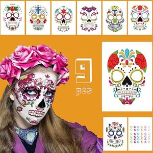CYBIONE Maquillage Halloween Pour Visage Tatouage Tatouage Ephemere Femme Homme Halloween Maquillage Visage Tatouage Squelette Vampire Zombie Tatouages Autocollants Peau Artificielle Tatouage - Publicité CYBIONE Maquillage Halloween Pour Visage Tatouage Tatouage Ephemere Femme Homme Halloween Maquillage Visage Tatouage Squelette Vampire Zombie Tatouages Autocollants Peau Artificielle Tatouage - Publicité