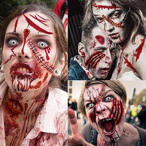 owlfun Lot de 248 accessoires de maquillage zombie, pour fausses blessures, cicatrices, tatouages d'Halloween - Publicité owlfun Lot de 248 accessoires de maquillage zombie, pour fausses blessures, cicatrices, tatouages d'Halloween - Publicité