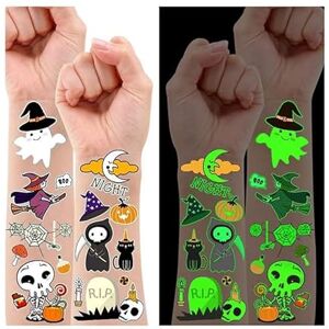 Leesgel Halloween Tatouage, 10 Feuilles Fluorescent Tatouage Ephemere Stickers pour Decoration, Maquillage Pinata Anniversaire Enfant Cadeau Fille Garcon - Publicité Leesgel Halloween Tatouage, 10 Feuilles Fluorescent Tatouage Ephemere Stickers pour Decoration, Maquillage Pinata Anniversaire Enfant Cadeau Fille Garcon - Publicité