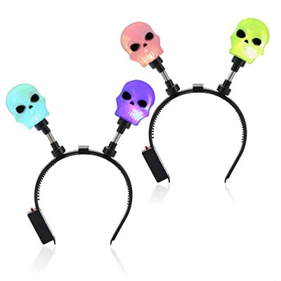 com-four ® 2x serre-tête tête de mort Halloween avec lumière LED serre-tête comme accessoire de déguisement pour soirées à thème carnaval ou anniversaire coiffe - Publicité com-four ® 2x serre-tête tête de mort Halloween avec lumière LED serre-tête comme accessoire de déguisement pour soirées à thème carnaval ou anniversaire coiffe - Publicité