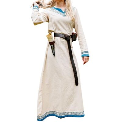 Leonardo Carbone® Lagertha Robe pour femme Broderie à la main Col en V Carnaval, Halloween, cosplay, LARP, Viking, Moyen-Âge, Costume, Robe de fête 100 % coton - Publicité Leonardo Carbone® Lagertha Robe pour femme Broderie à la main Col en V Carnaval, Halloween, cosplay, LARP, Viking, Moyen-Âge, Costume, Robe de fête 100 % coton - Publicité