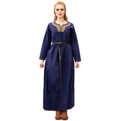 Leonardo Carbone Robe Aslaug pour femme Broderie artistique Silhouette fluide Carnaval, Halloween, cosplay, LARP, médiéval, viking, costume 100 % coton - Publicité Leonardo Carbone Robe Aslaug pour femme Broderie artistique Silhouette fluide Carnaval, Halloween, cosplay, LARP, médiéval, viking, costume 100 % coton - Publicité