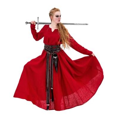 Leonardo Carbone Robe Viking Anna pour femme Silhouette fluide Design médiéval Carnaval, Halloween, cosplay, LARP, costume, robe, robe de fête 100 % lin - Publicité Leonardo Carbone Robe Viking Anna pour femme Silhouette fluide Design médiéval Carnaval, Halloween, cosplay, LARP, costume, robe, robe de fête 100 % lin - Publicité