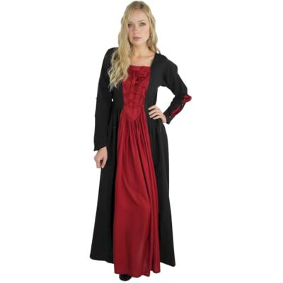 Leonardo Carbone® Robe médiévale Medusa pour femme Lacets à l'avant Col carré Carnaval, Halloween, cosplay, LARP Costume Robe en coton - Publicité Leonardo Carbone® Robe médiévale Medusa pour femme Lacets à l'avant Col carré Carnaval, Halloween, cosplay, LARP Costume Robe en coton - Publicité