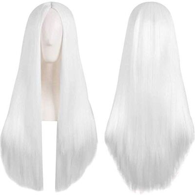 Panda blanc longue ligne droite Cosplay perruque partie centrale perruque de cheveux synthétiques naturels pour femmes ou filles pour Halloween Costume Party ou usage quotidien - Publicité Panda blanc longue ligne droite Cosplay perruque partie centrale perruque de cheveux synthétiques naturels pour femmes ou filles pour Halloween Costume Party ou usage quotidien - Publicité