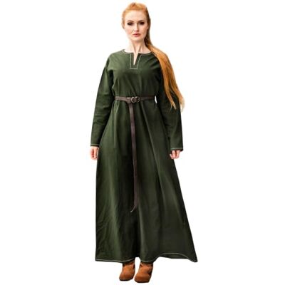 Leonardo Carbone® Helga Robe viking pour femme Broderies sophistiquées Silhouette fluide Carnaval, Halloween, cosplay, LARP, médiéval, viking 100 % coton - Publicité Leonardo Carbone® Helga Robe viking pour femme Broderies sophistiquées Silhouette fluide Carnaval, Halloween, cosplay, LARP, médiéval, viking 100 % coton - Publicité