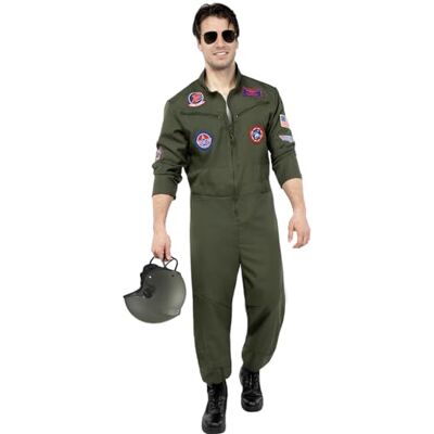 Funidelia Déguisement aviateur Top Gun pour homme Pilote, Aviateur, Professions Déguisement pour Adultes et accessoires pour Halloween, carnaval et fêtes. Taille XL Vert foncé - Publicité Funidelia Déguisement aviateur Top Gun pour homme Pilote, Aviateur, Professions Déguisement pour Adultes et accessoires pour Halloween, carnaval et fêtes. Taille XL Vert foncé - Publicité