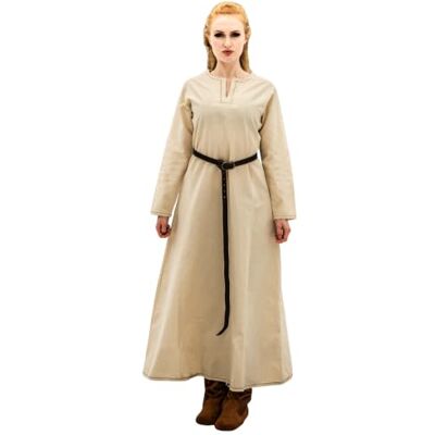 Leonardo Carbone® Helga Robe viking pour femme Broderies sophistiquées Silhouette fluide Carnaval, Halloween, cosplay, LARP, médiéval, viking 100 % coton - Publicité Leonardo Carbone® Helga Robe viking pour femme Broderies sophistiquées Silhouette fluide Carnaval, Halloween, cosplay, LARP, médiéval, viking 100 % coton - Publicité